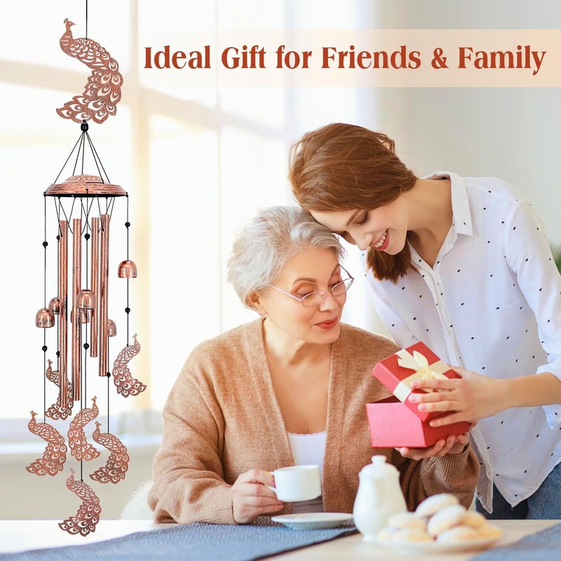EZTZEN Peacock Wind Chimes for Outside,Peacock Gifts for Women/Men/Sympathy Gift/Memorial Gifts/Birthday Festival Metal windchimes Outdoors/Indoors,Patio,Garden Decor,Home,Porch,Yard - Image 5